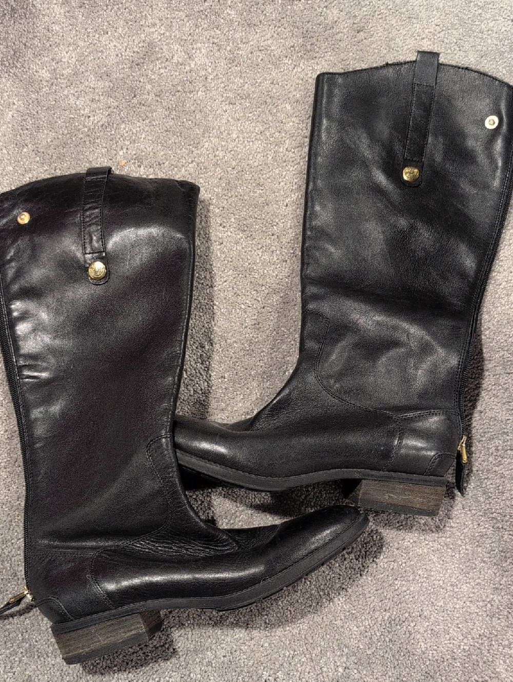 Sam Edelman Black Leather Tall Combat/Moto Boots